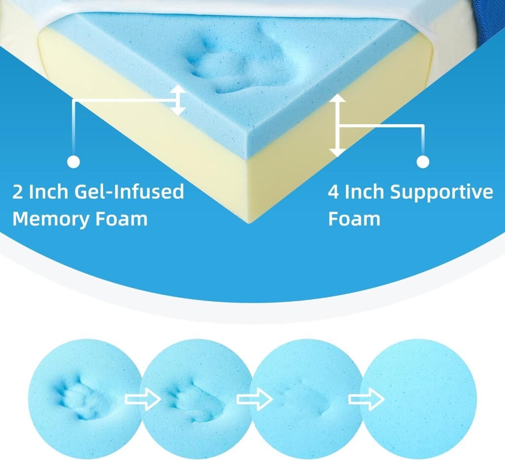 Jamdok 6 Inch Queen Foldable Mattress,Gel-Infused Memory Foam Trifold Mattress with Carry Bag, Washable Cover,Floor Mattress for Guest, SUV Camping Mattress,Portable,(80“x 60“x 6“)
