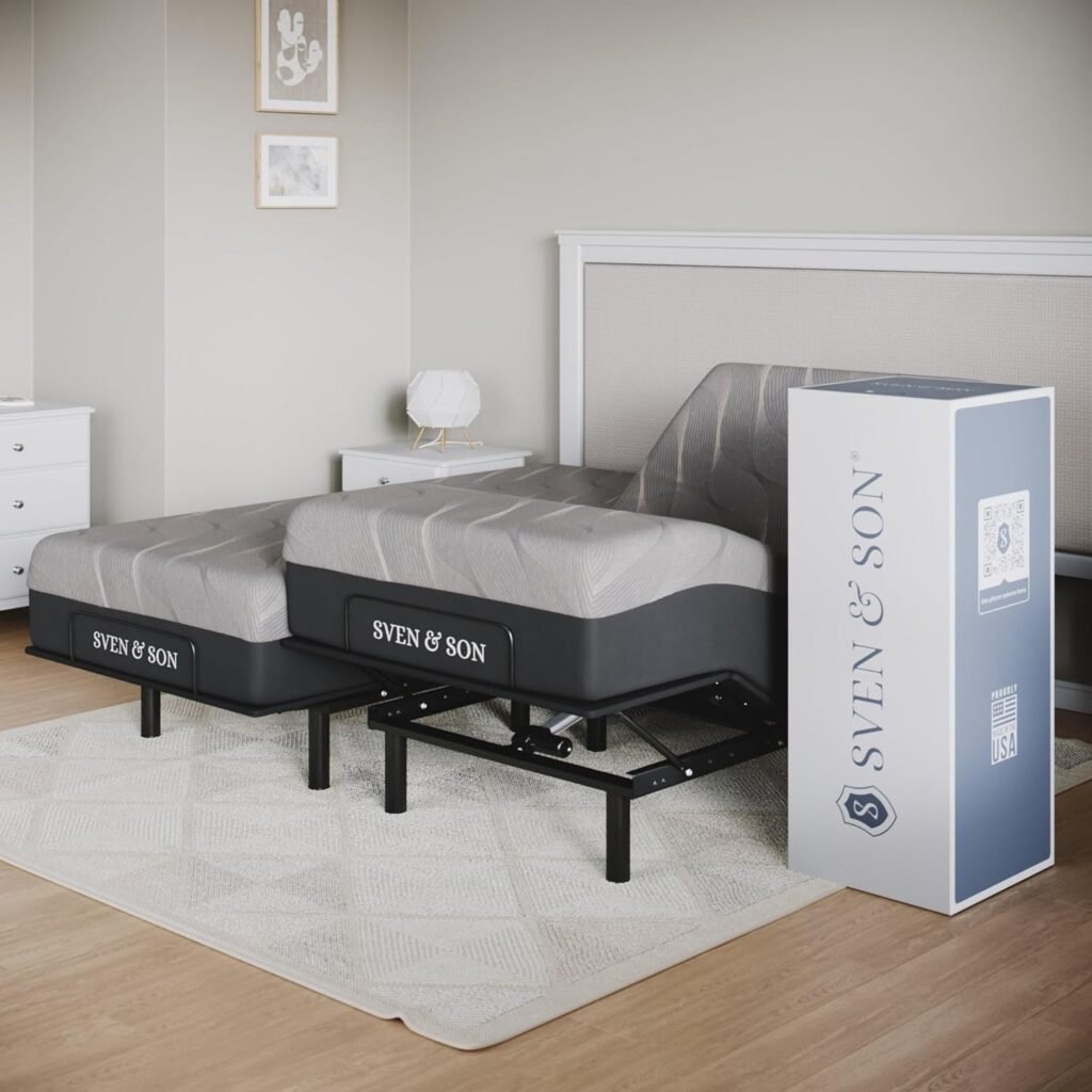 Sven  Son Essential Adjustable Bed Base (Frame Only), Easy Assembly, Head and Foot Lift, Memory Positions, Zero Gravity, Wireless Remote - Twin XL