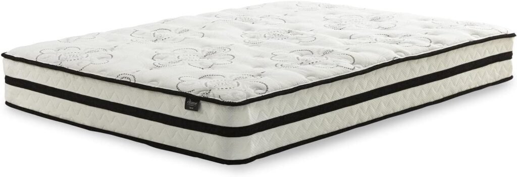 Signature Design by Ashley Chime 10 Inch Medium Firm Hybrid Mattress, CertiPUR-US Certified Foam, Queen, White