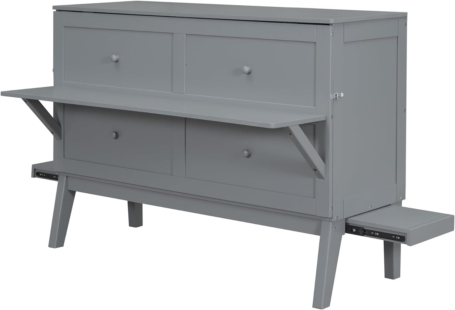 BEDGJH Murphy Bed, Queen Size Murphy Bed with USB Port and Removable Shelves on Each Side for Kids Teens, Space Saving Design  Easy Assembly (Gray, Queen)