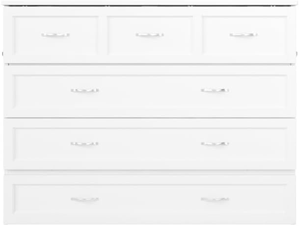 BOWERY HILL Full Size Murphy Bed Chest with Charging Station in White