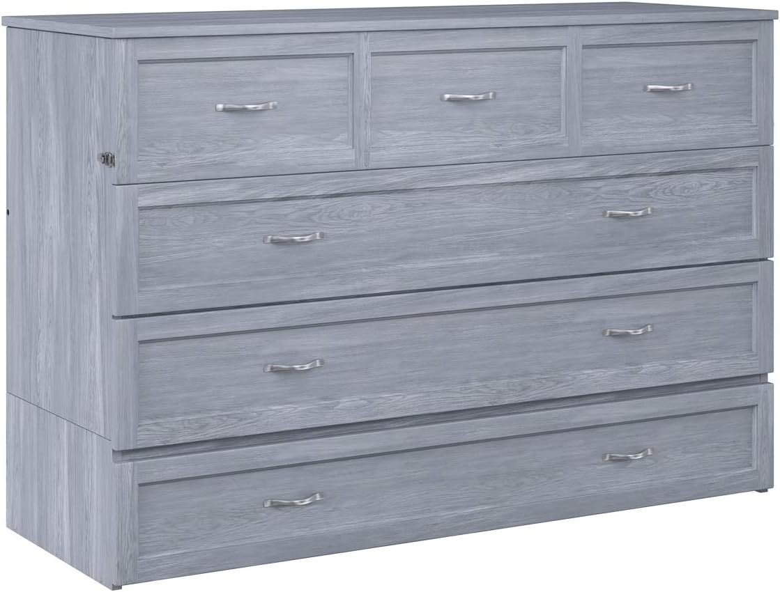 AFI Deerfield Murphy Bed Chest with Charging Station, Queen, Driftwood