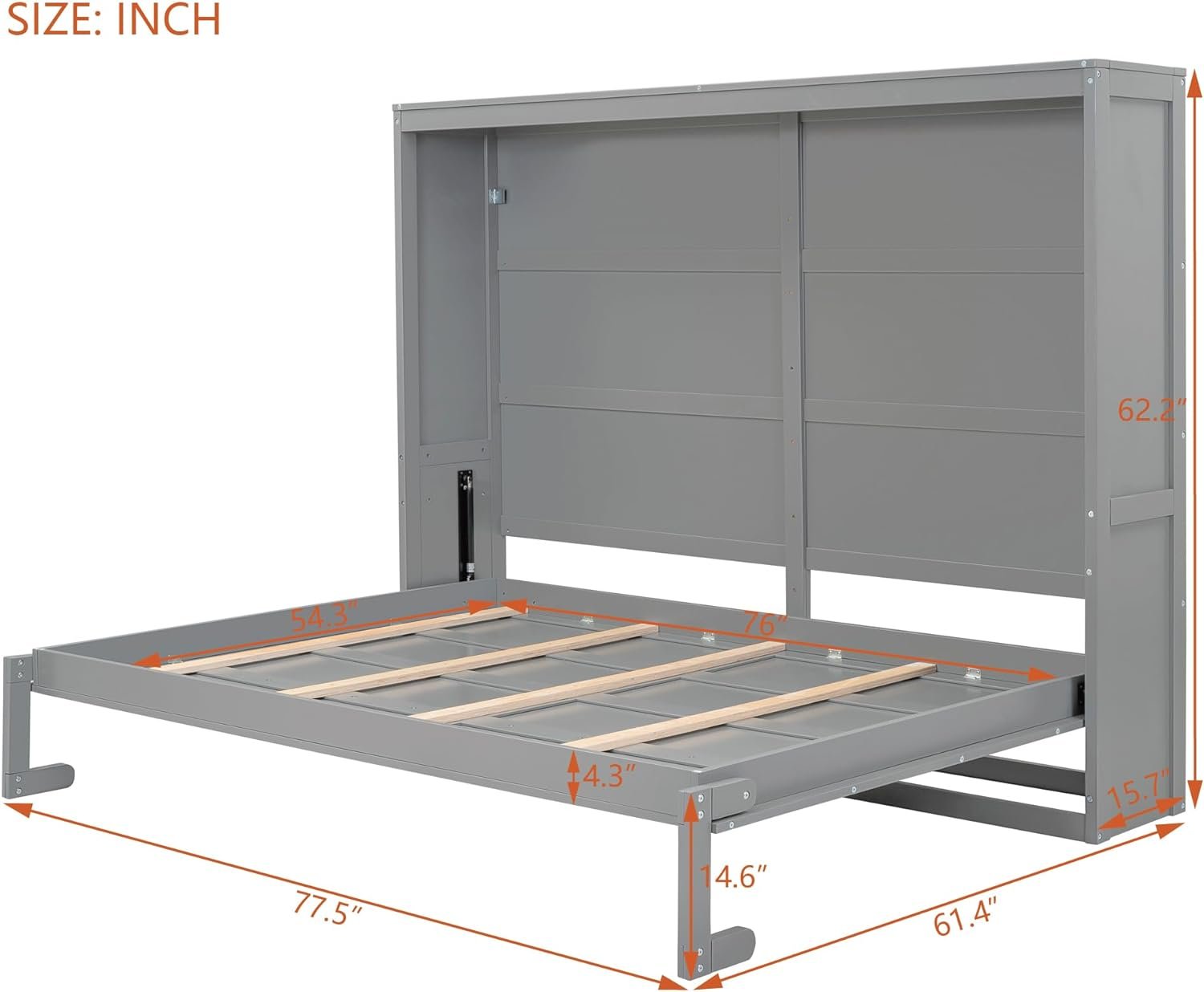 Merax Murphy Bed, Full Size Wooden Wall Bed for Bedroom, Wood Slat Support, No Box Spring Needed, Easy Assembly, White