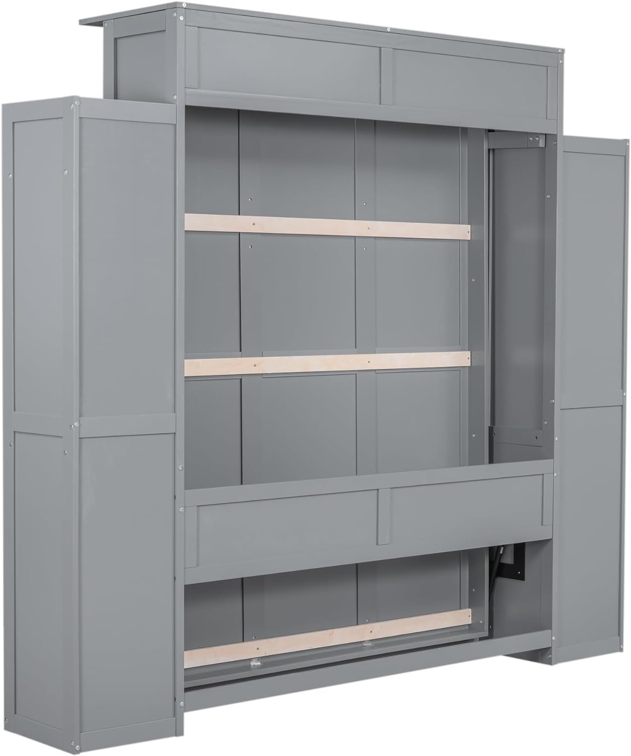 Merax Murphy Bed, Full Size Wooden Wall Bed for Bedroom, Wood Slat Support, No Box Spring Needed, Easy Assembly, White