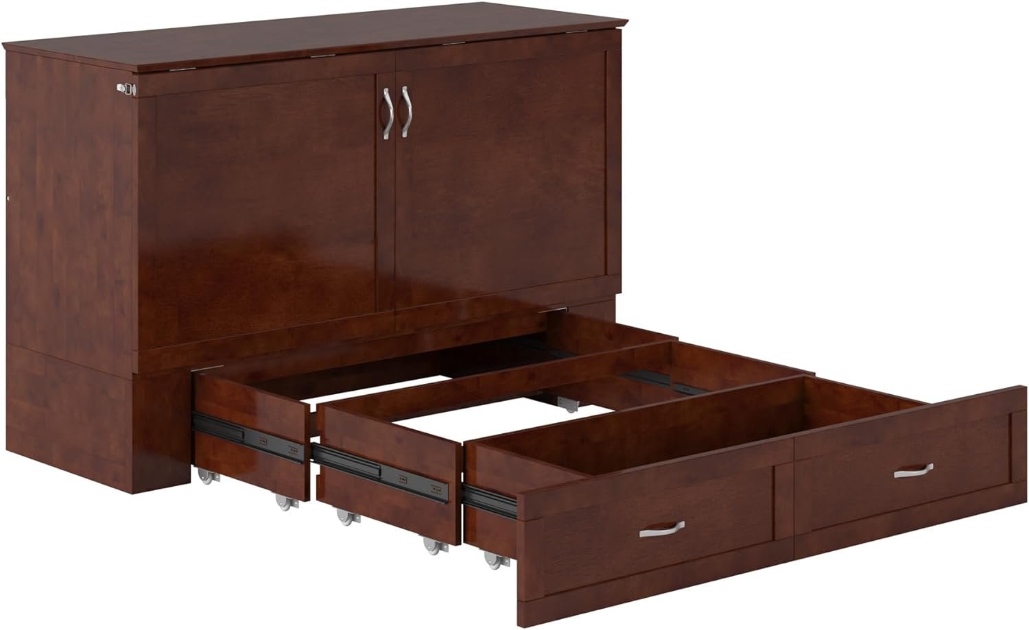 AFI, Raleigh Modern Queen Solid Wood Murphy Bed Chest with Mattress in White