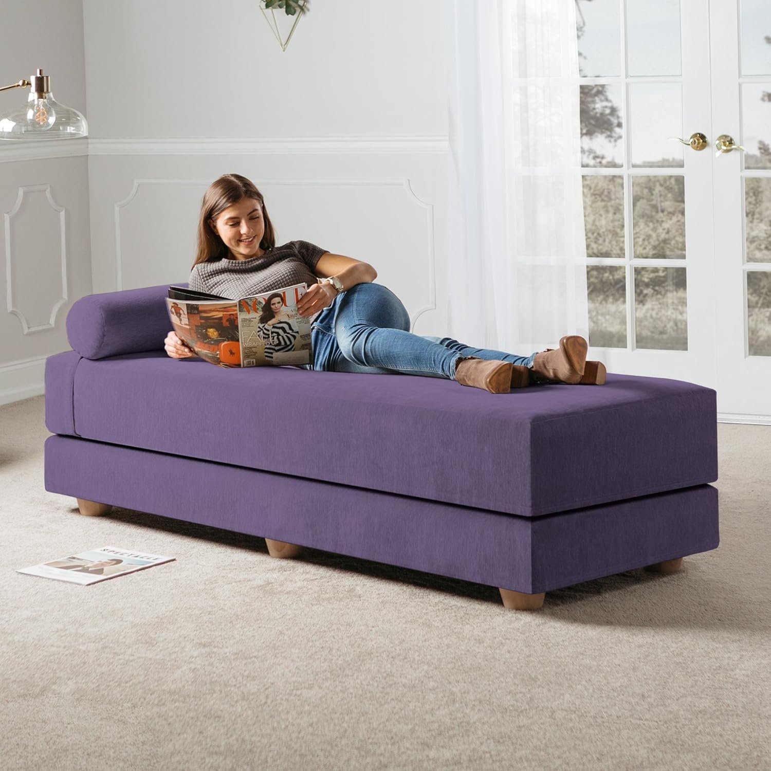 Jaxx Alon Daybed | Fold-Out Sleeper | Queen-Size Mattress - Ice
