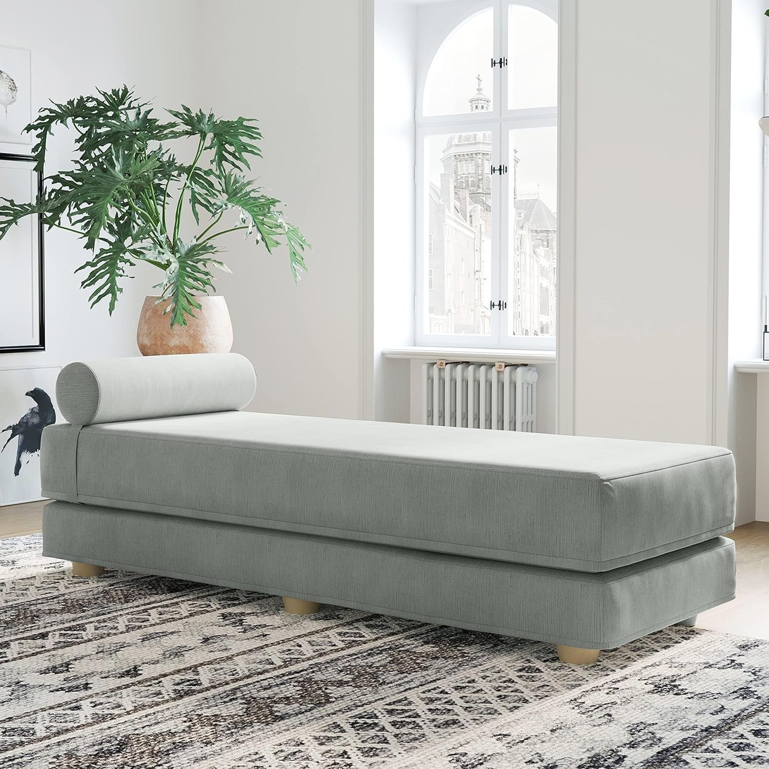Jaxx Alon Daybed | Fold-Out Sleeper | Queen-Size Mattress - Ice