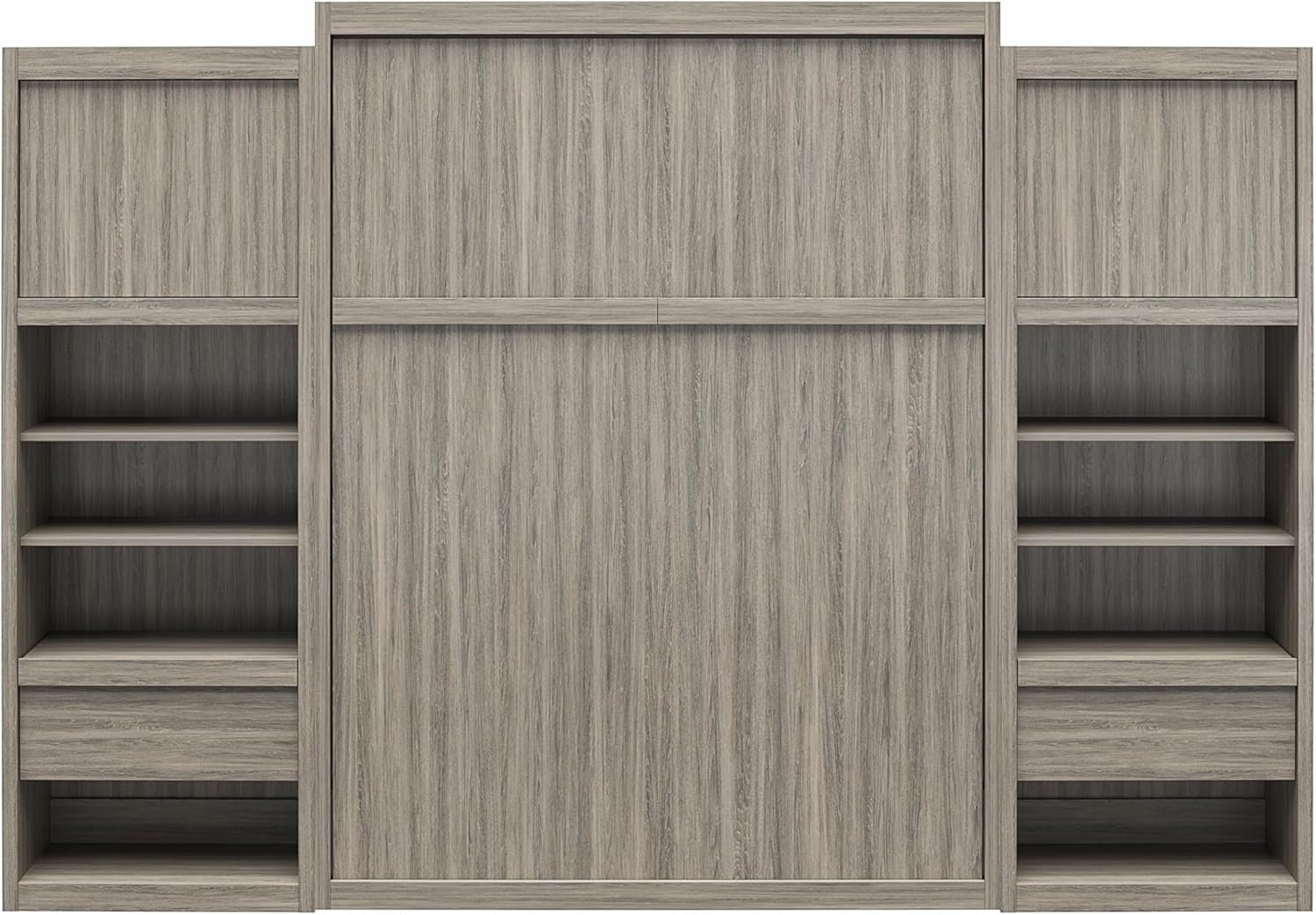 Signature Sleep Murphy Wall Bed Side Cabinet with Pullout Nightstand Ivory Oak