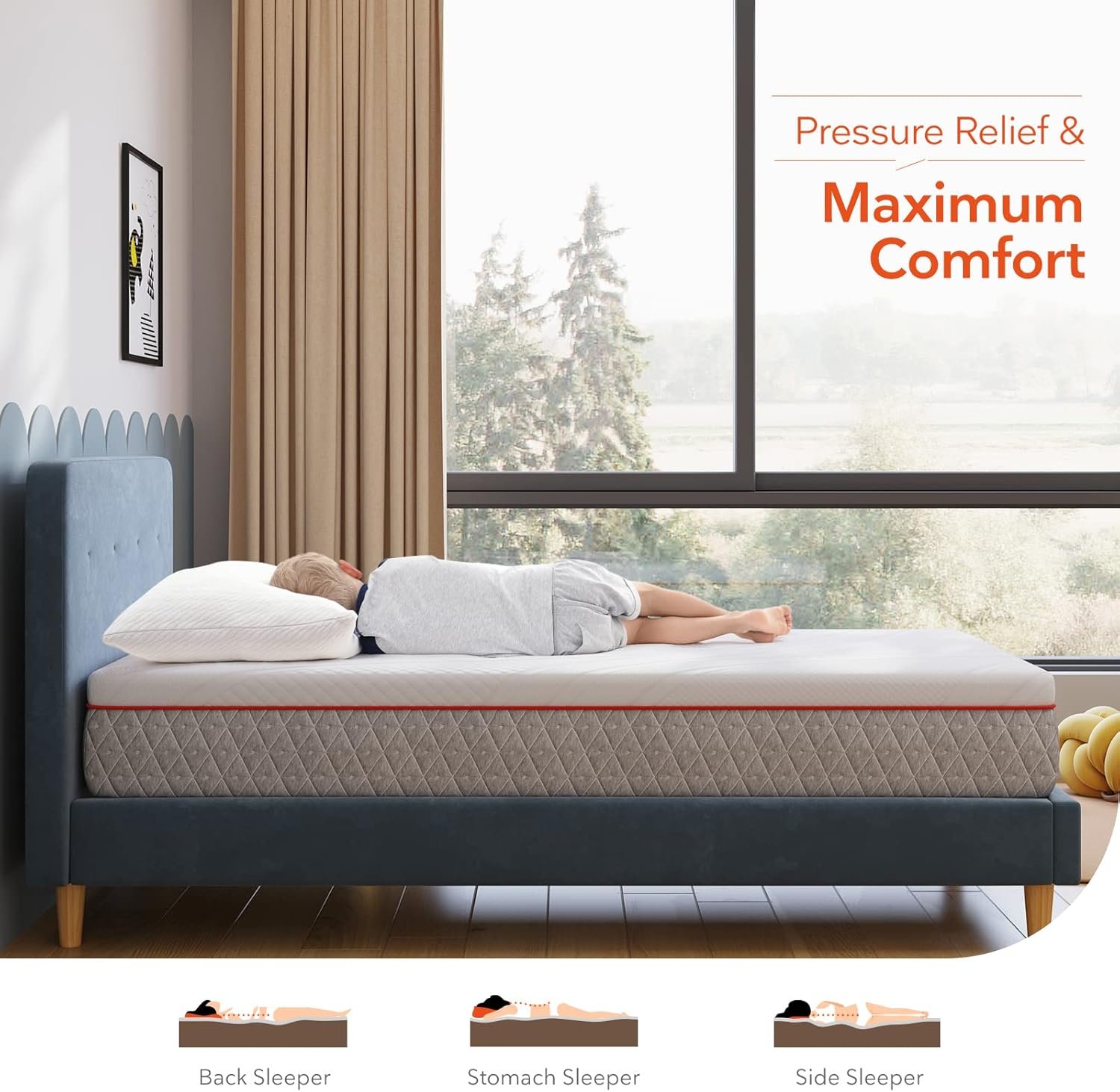 Sweetnight Queen Mattress, 12 Inch Queen Memory Foam Mattress, Double Sides Flippable Queen Bed Mattress in a Box, Gel Infused and Perforated Foam for Cool Sleep and Pressure Relief