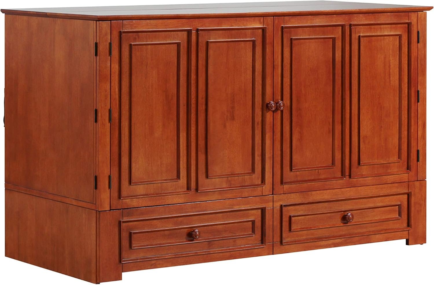Emurphybed Paradiseo Murphy Cabinet Chest Bed with Charging Station 8 Inch, Queen (Cherry)