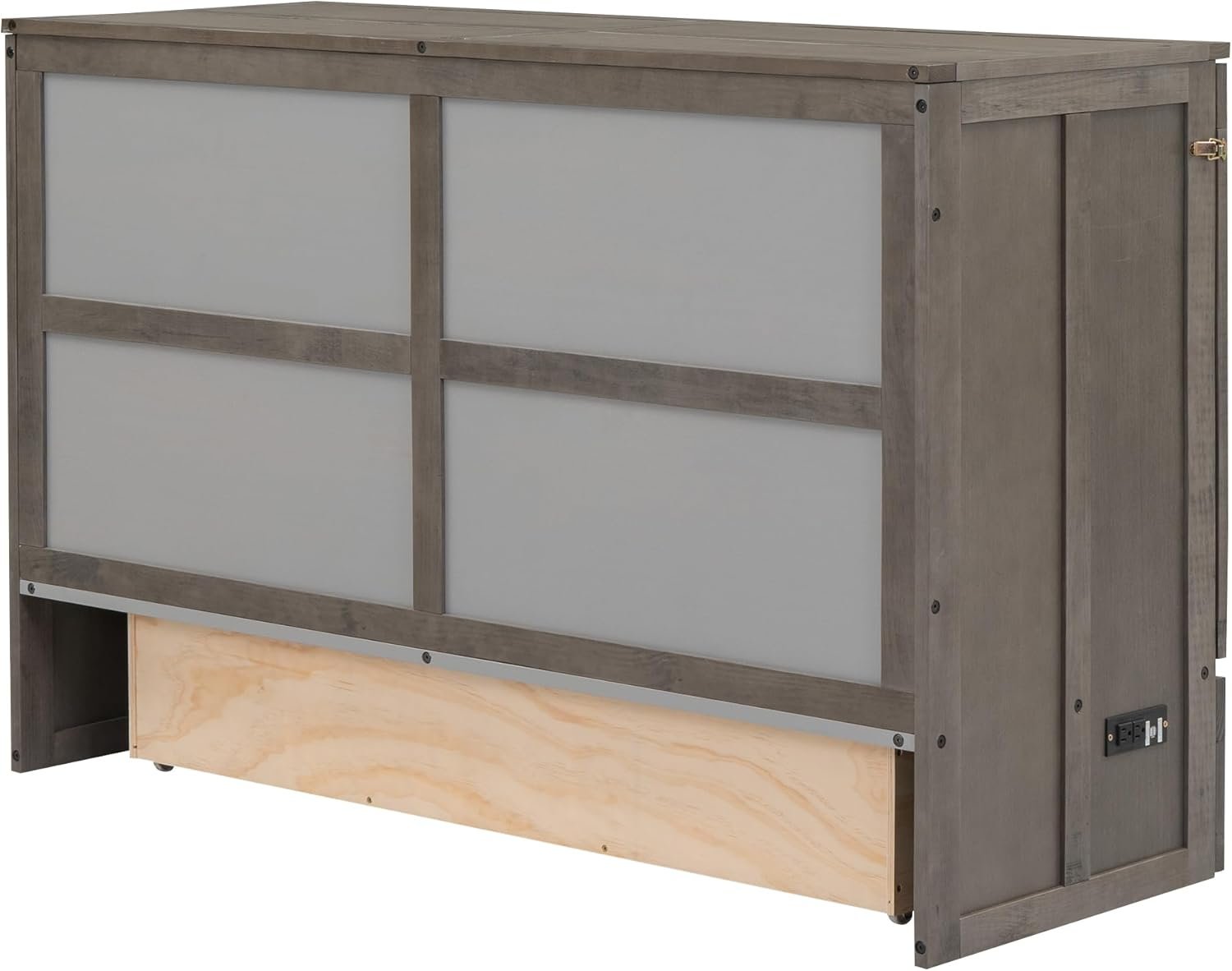 Queen Size Murphy Bed with Rotatable Desk,3 in 1 Floor Bed Frame with Cabinet  Workstation Murphy Bed Cabinet Bed Queen Hidden Murphy beds Murphy Cube Cabinet Bed for Bedroom（Grey）