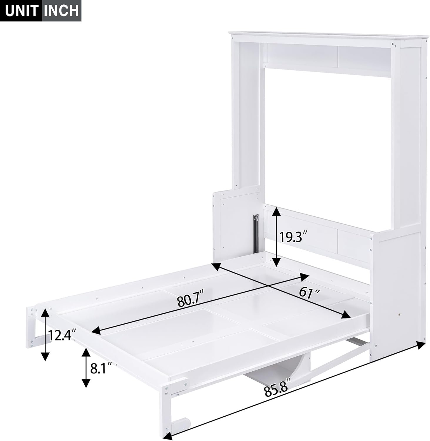 Harper  Bright Designs Queen Size Murphy Bed, Queen Murphy Cabinet Bed with a Shelf, Wall Bed for Bedroom, White