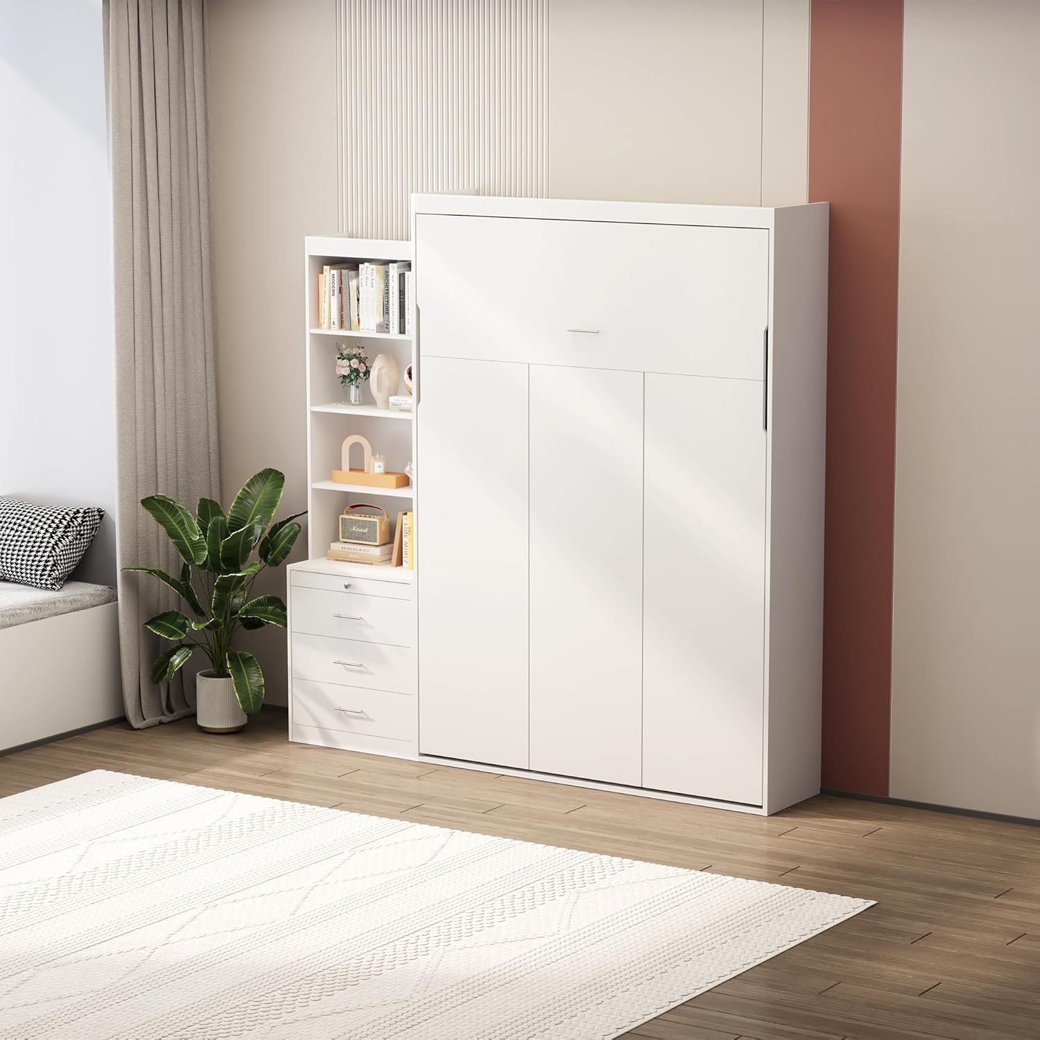 Harper  Bright Designs Twin Size Murphy Bed Frame, Modern Wall Bed Can Be Folded into a Cabinet, Twin Murphy Bed Frame for Bedroom, Living Room or Home Office (Twin, Gray)