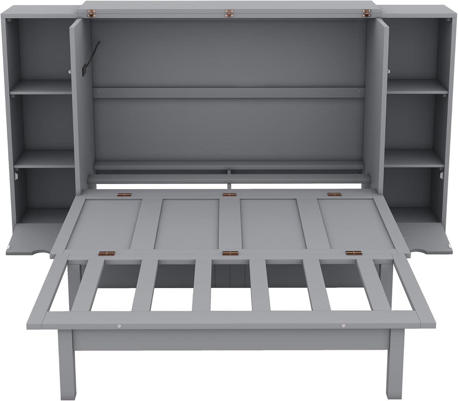 MERITLINE Queen Size Murphy Bed Wall Bed with Storage Drawer and a Set of Sockets  USB Ports, Space-Saving for Multipurpose Guest Room or Home Office, Gray