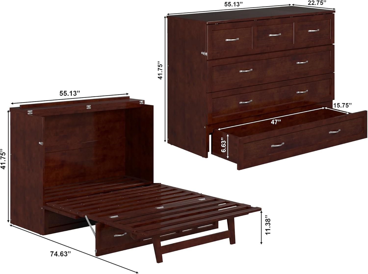 AFI Deerfield Murphy Bed Chest Full, Walnut