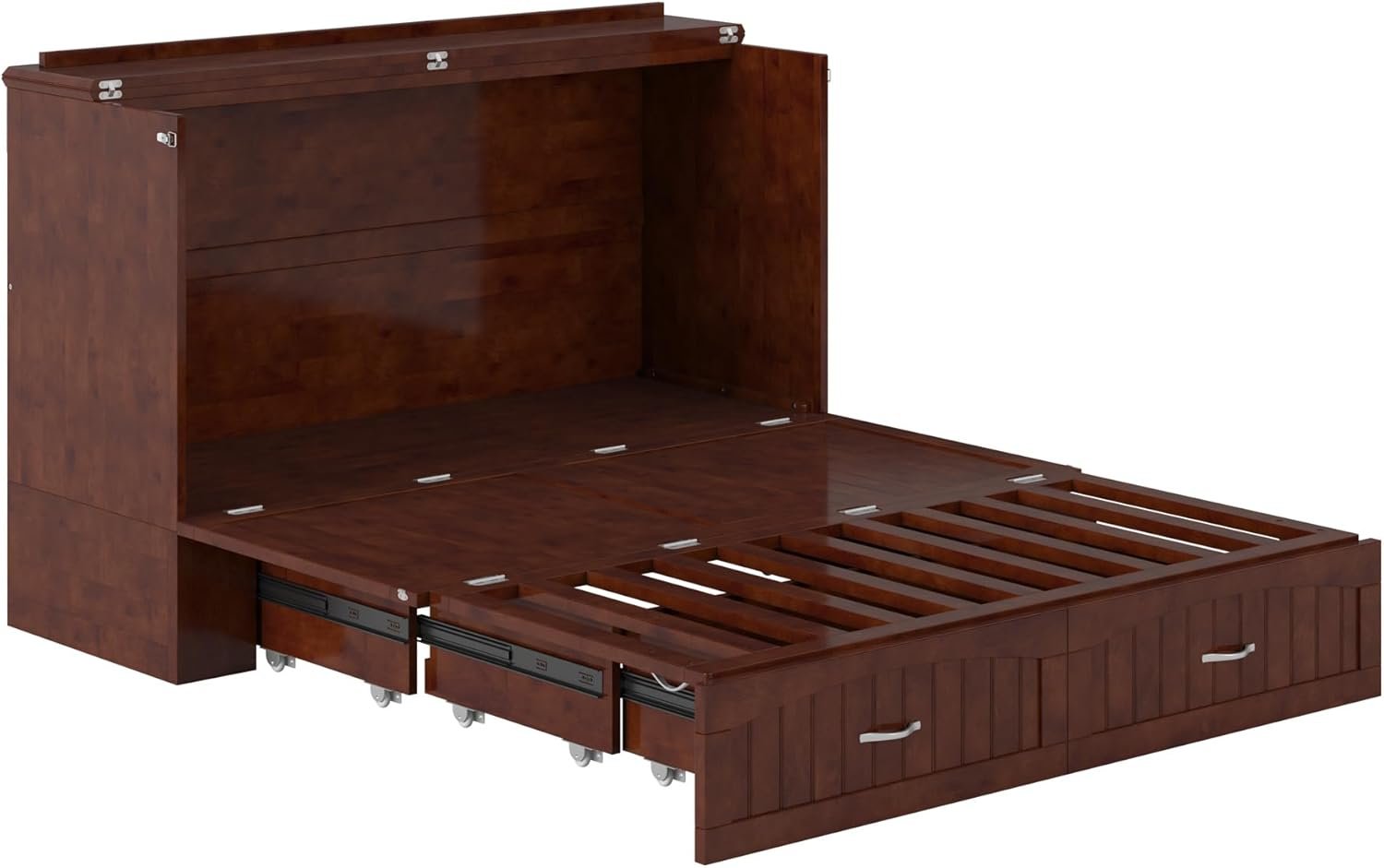 AFI Southampton Twin XL Murphy Bed Chest with Mattress, Storage, and Built-in Charger in Walnut