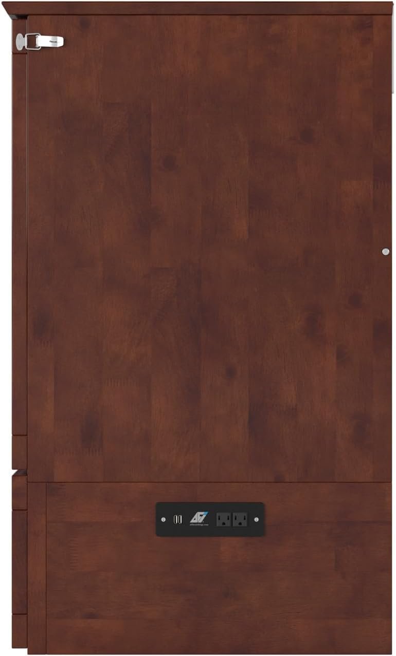 AFI Southampton Twin XL Murphy Bed Chest with Mattress, Storage, and Built-in Charger in Walnut