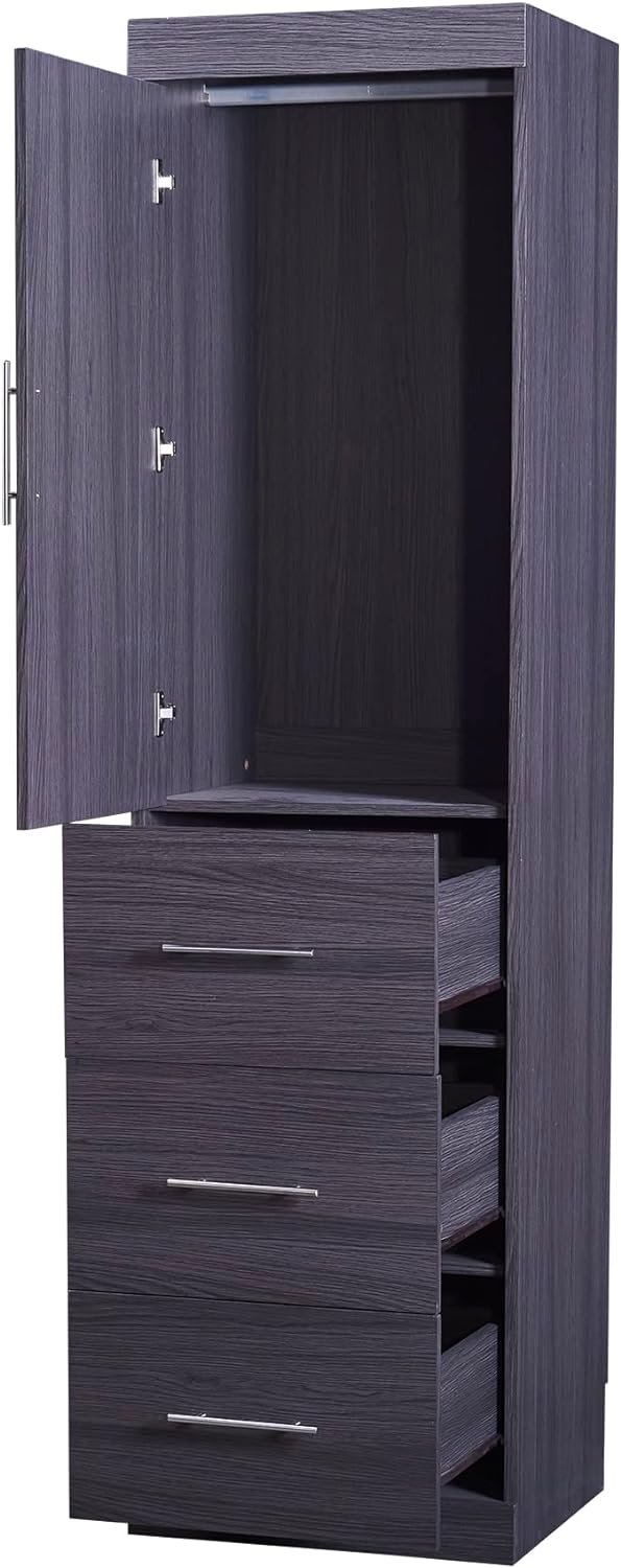 Twin Size Murphy Bed with Wardrobe and 3 Drawers,Storage Bed Frame can be Folded into a Cabinet for Adults Kids Teens,Gray