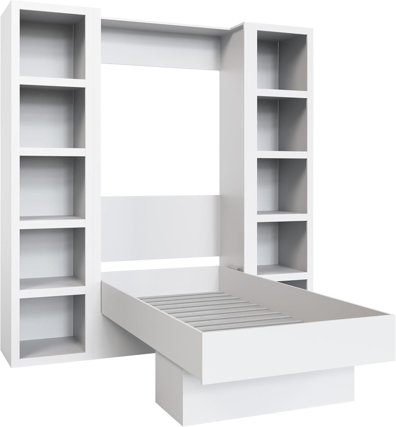 Oakland Living Easy-Lift Queen Murphy Wall Bed in Black with Two Bookshelves