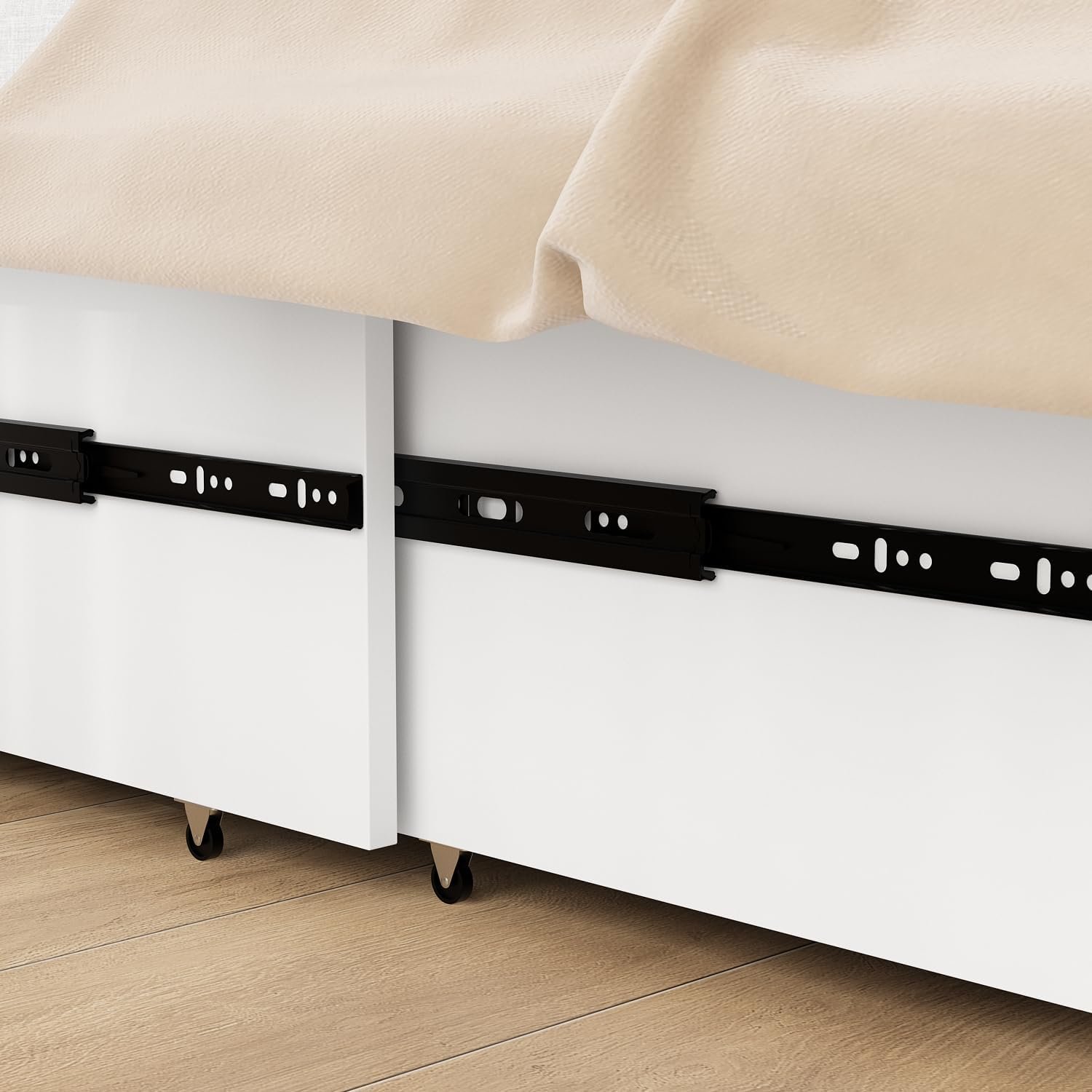 WOODTIME Twin Size Murphy Bed with Built-in Charging Station, 2-in-1 Bed Chest with Large Drawer, Space-Saving Foldable Cabinet Bed Frame for Bedroom Guest Room Office, White