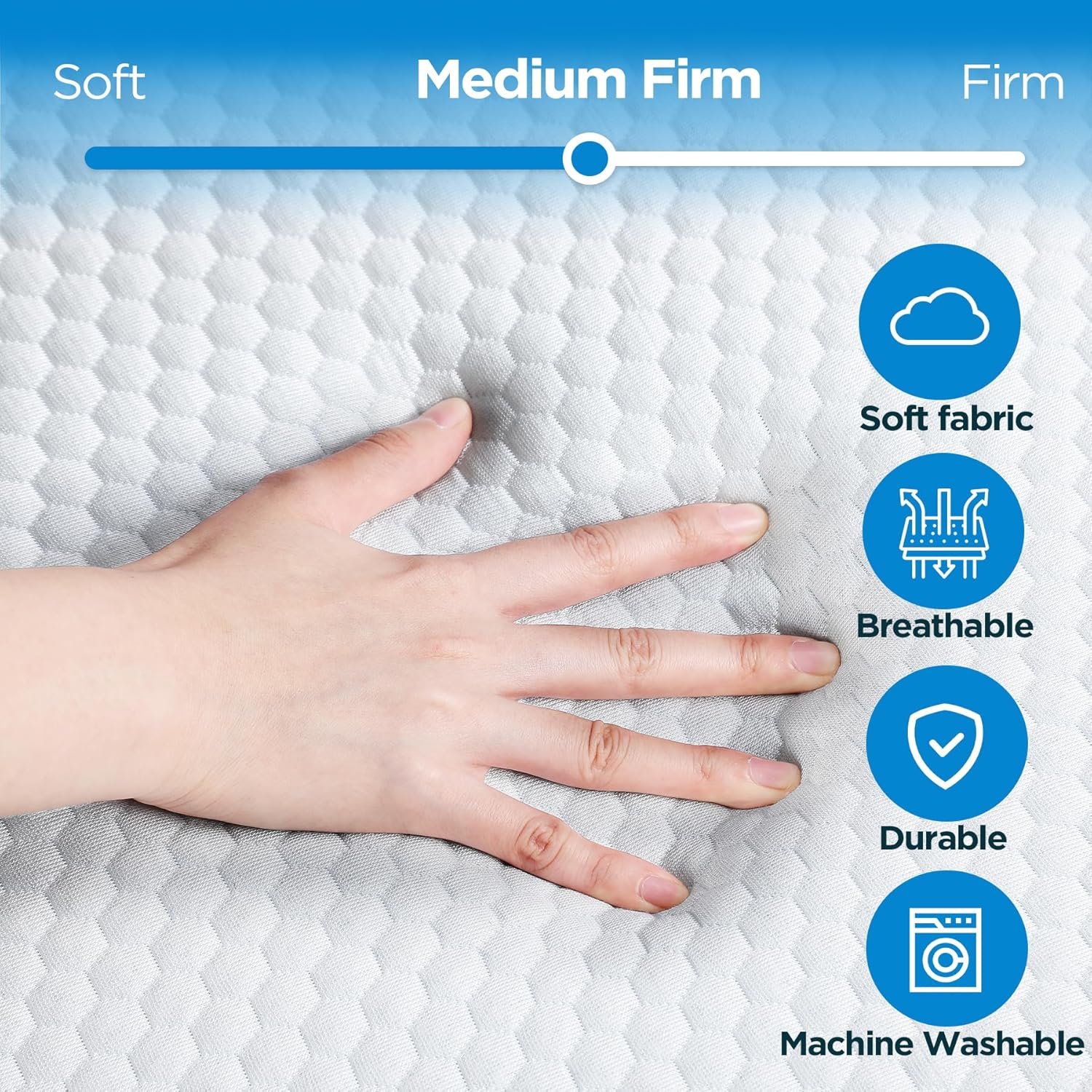 Folding Mattress Queen Size,6 inch Tri-fold Memory Foam Mattress Topper with Washable Cover, Non-Slip Bottom Guest Bed Queen Size, 78 x 58 x 6
