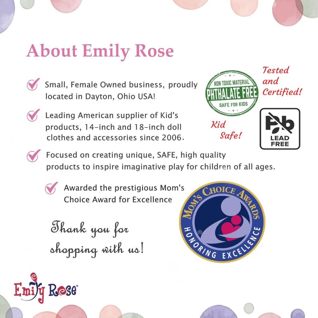 Emily Rose 18 Doll Furniture Murphy Bed  Closet Set with 5 Hangers, Storage Bin  4-Piece Bedding - Space-Saving Wooden Doll Bedroom from Trusted USA Woman-Owned Brand, Fits American Girl