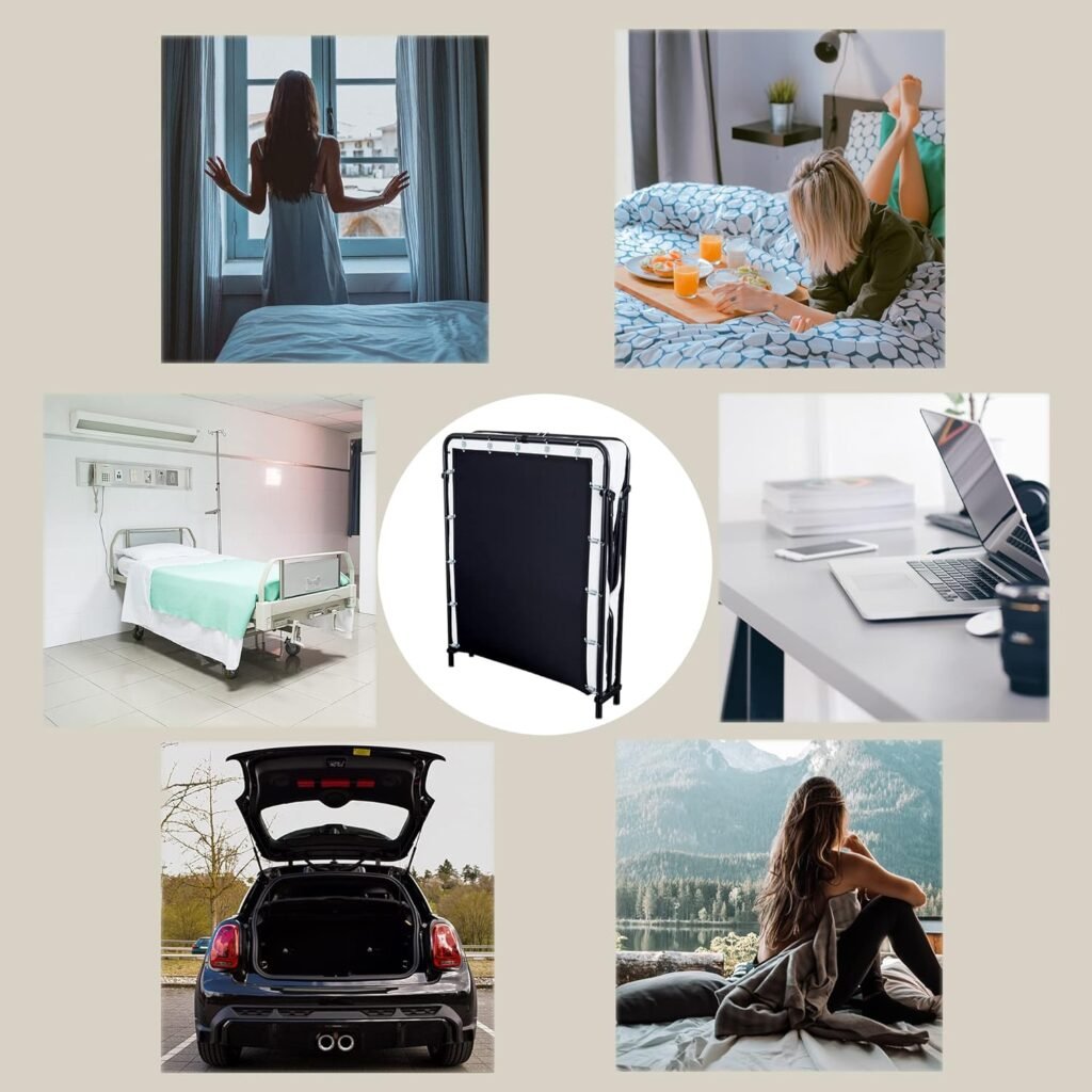 LEISUIT Foldaway Guest Bed Cot - Portable Folding Bed Frame with Thick Memory Foam Mattress for Spare Bedroom  Office