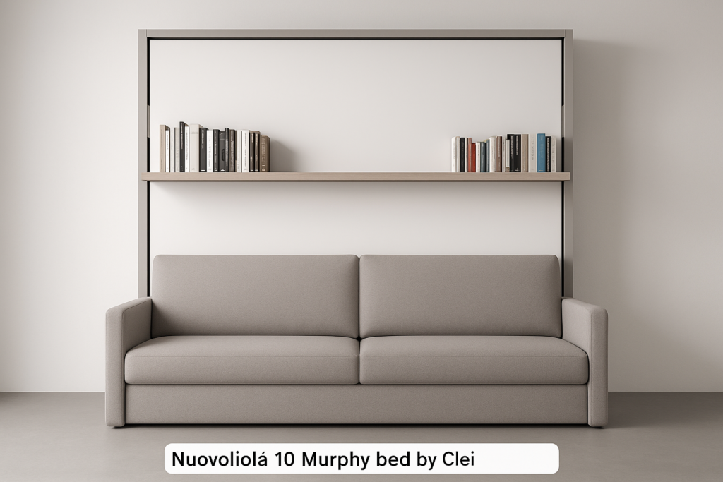 Murphy bed with sofa and bookshelf: Nuovoliolà 10 by Clei