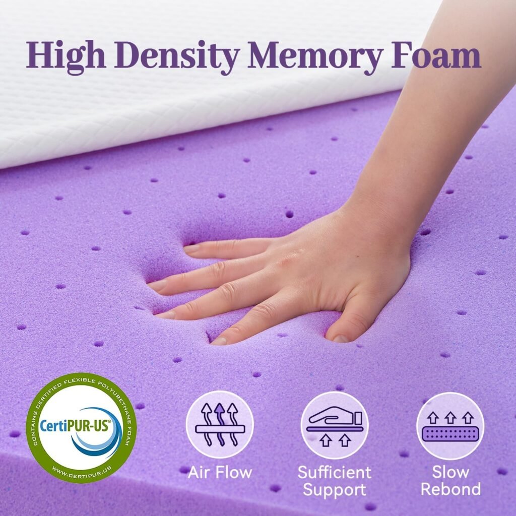 SINWEEK 2 Inch Gel Memory Foam Mattress Topper Twin Size, Ventilated High Density Pad for Back Pain, Bed Topper with Removable Soft Cover, CertiPUR-US Certified