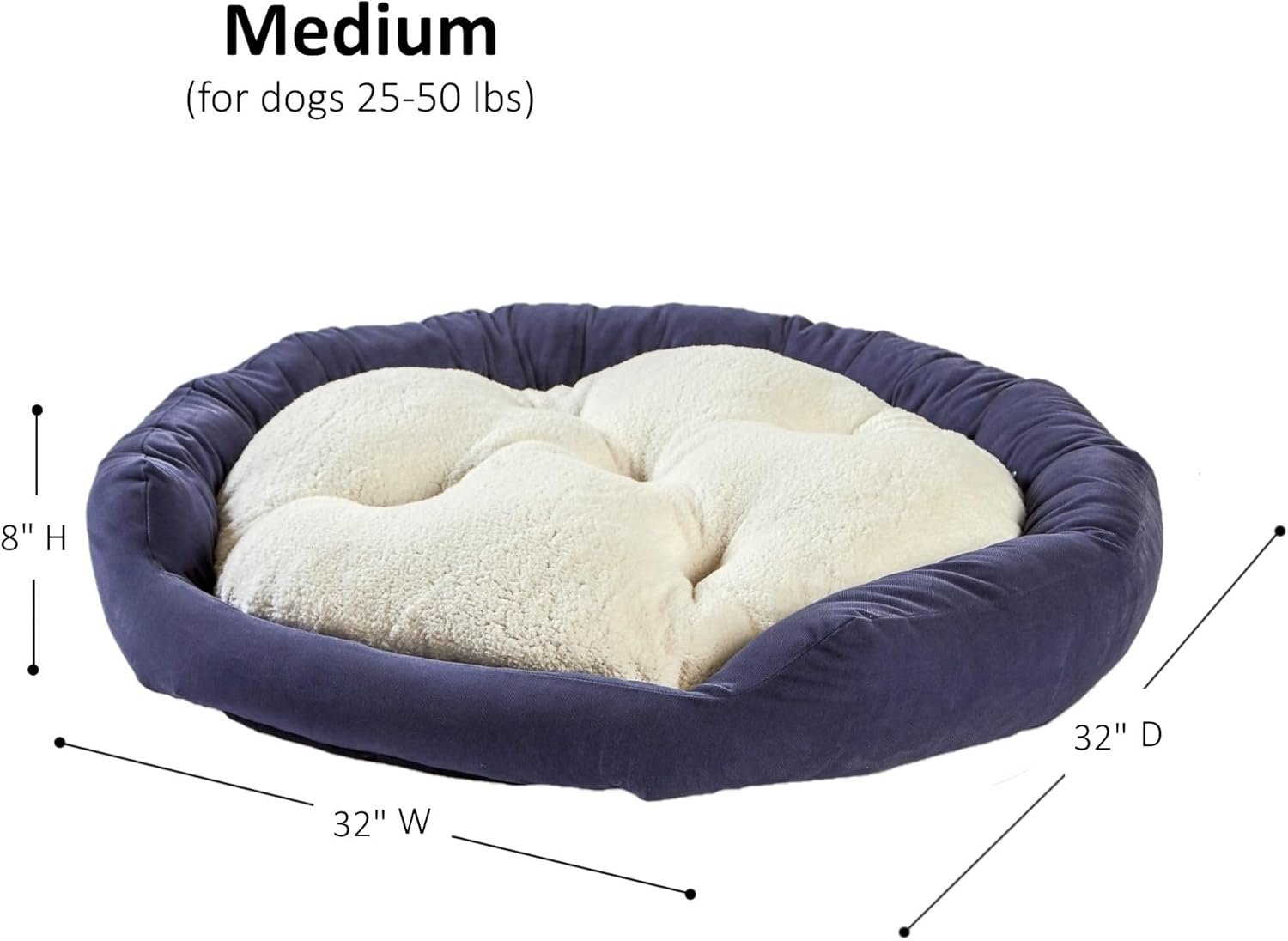 Happy Hounds Murphy Deluxe Donut Dog Bed, Cobalt, Medium (32)
