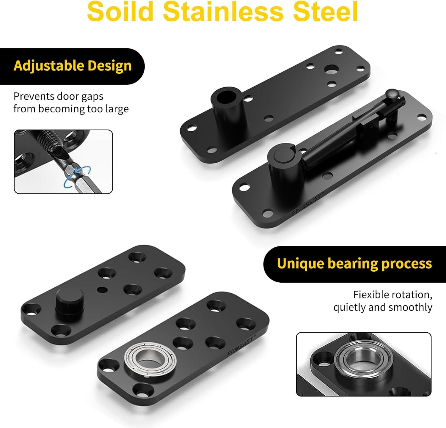 Heavy Duty Hidden Door Hinge - 600LB Load Bearing, 360° Swinging Pivot Hinge for Secret Doors, Murphy Bed, Bookcase Cabinet - Solid Stainless Steel with Hardware Kit (Black, Pack) Heavy Duty Hidden Door Hinge - 600LB Load Bearing, 360° Swinging Pivot Hinge for Secret Doors, Murphy Bed, Bookcase Cabinet - Solid Stainless Steel with Hardware Kit (Black, Pack)