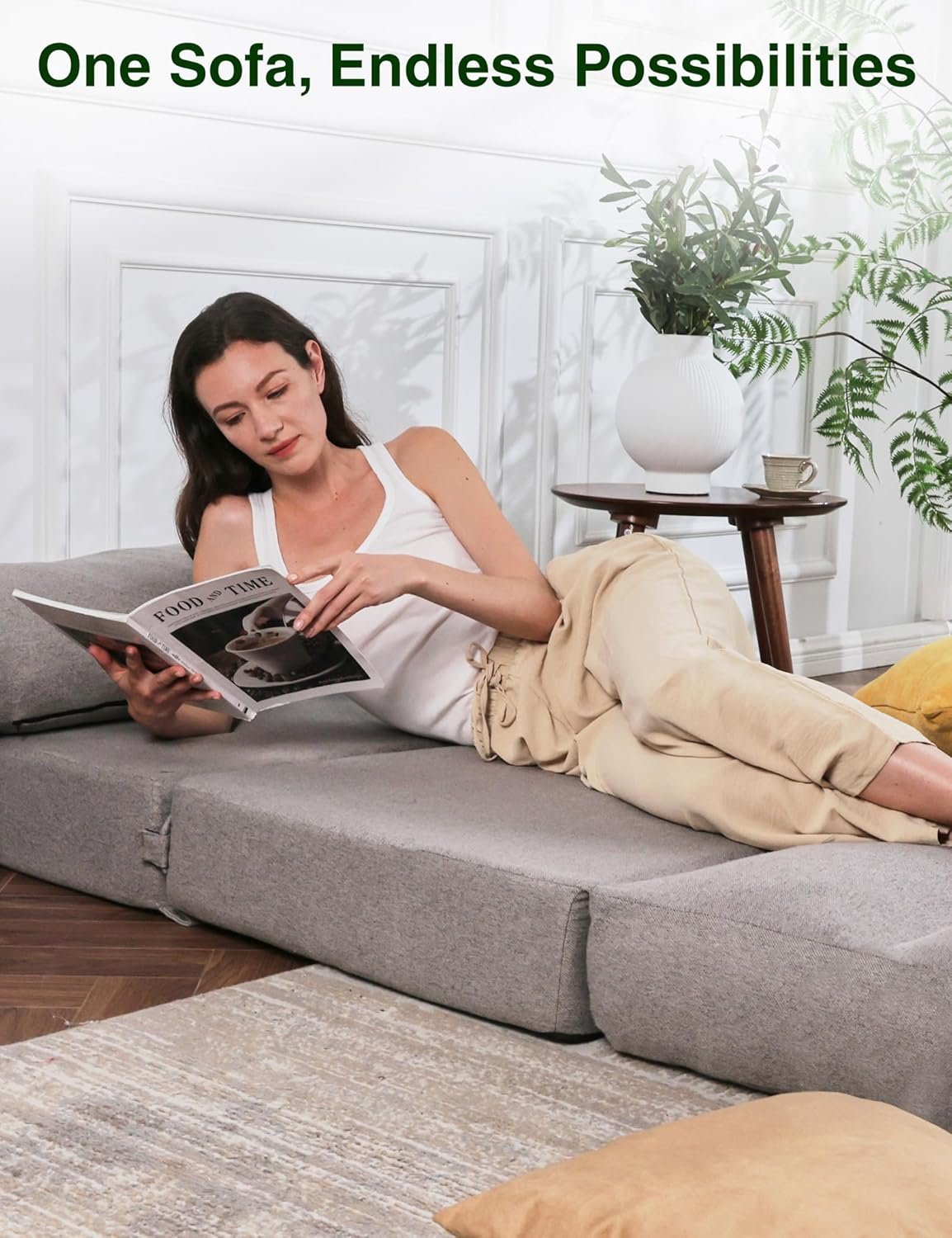 ZonLi Folding Sofa Bed,Convertible Folding Mattress Sleeper Chair,Memory Foam Futon Sofa Couch with Washable Cover,for Living Room,Dorm,Guest Room,Home Office,Loft, Apartment (Grey,Single)