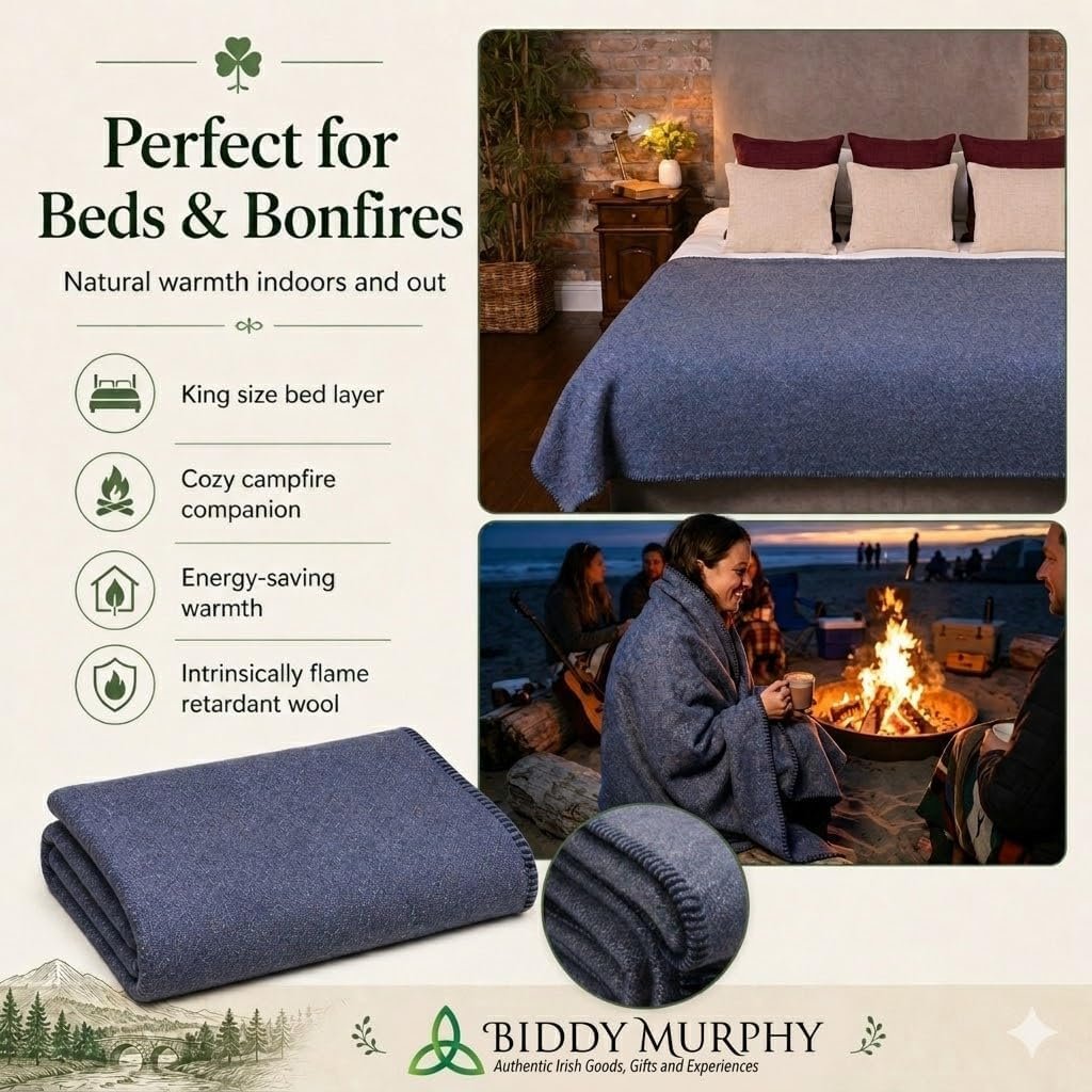 Biddy Murphy, 100% Irish Wool Blanket (BlackBerry), Large King Size x Inches, Traditional Style, Heirloom Quality, Warm, Soft Lambs Wool, Made in Ireland Biddy Murphy, 100% Irish Wool Blanket (BlackBerry), Large King Size x Inches, Traditional Style, Heirloom Quality, Warm, Soft Lambs Wool, Made in Ireland