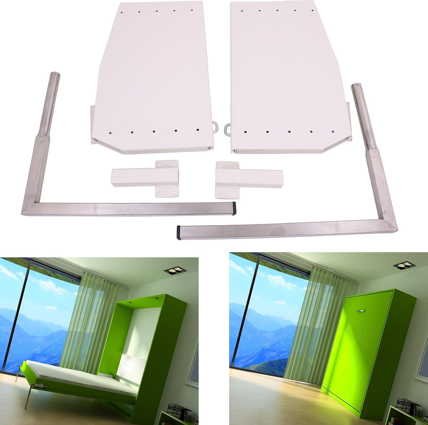 DIY Murphy Wall Bed Springs Mechanism Hardware Kit ,Vertical Wallbed Mounting,King Size,White DIY Murphy Wall Bed Springs Mechanism Hardware Kit ,Vertical Wallbed Mounting,King Size,White