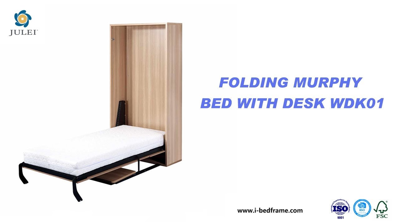 Knock-down style twin/full/queen vertical open hidden folding murphy bed with desk DJ WDK01