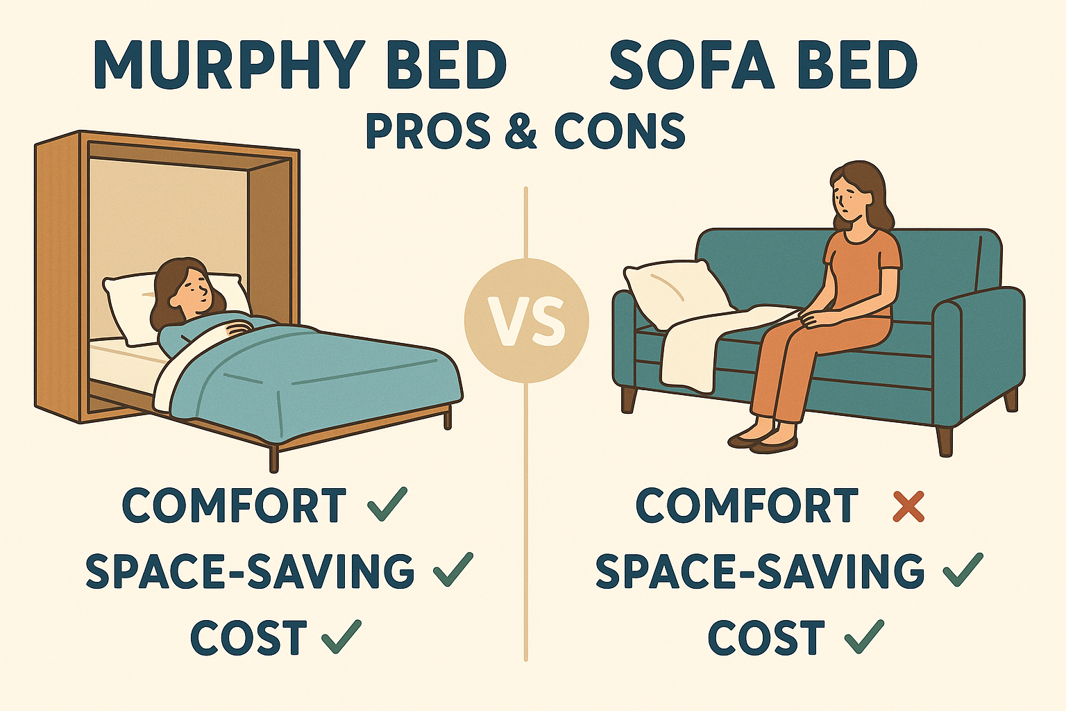 Murphy Bed vs Sofa Bed: Comfort, Space Cost (2026) Murphy Bed vs Sofa Bed: Comfort, Space Cost (2026)
